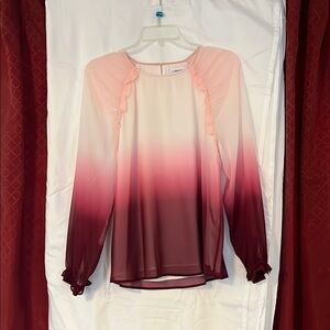 Calvin Klein Pink and Red Ombre Blouse